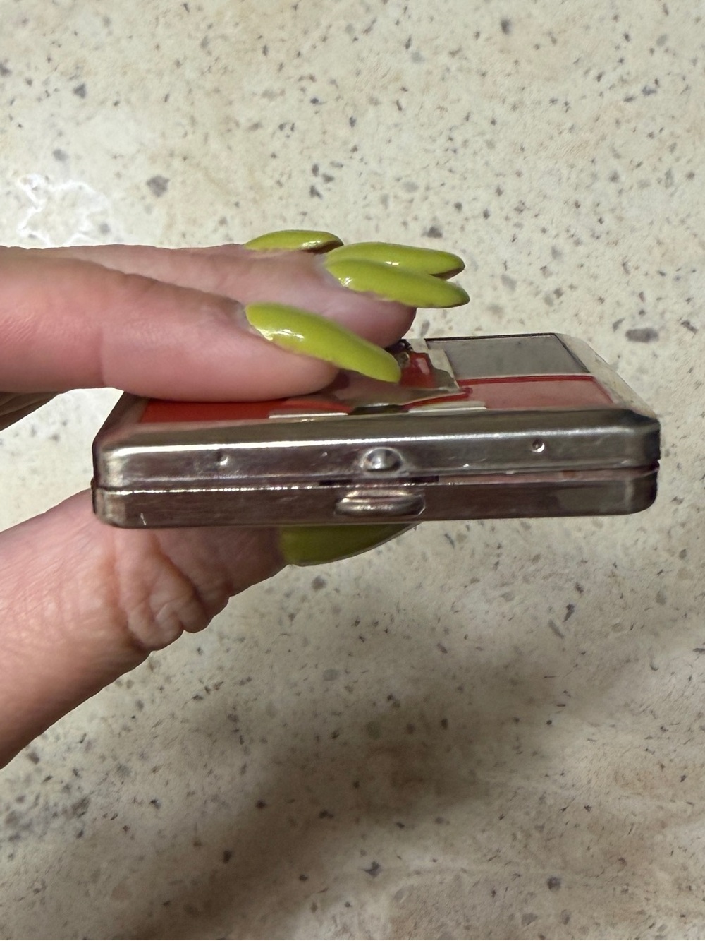 VTG 1930 Art Deco Enamel Double Vanity Compact Stylized Flapper Motif Rouge Puff - Picture 9 of 16